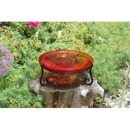 Achla Designs Achla CGB-14R-S2 14 in. Red Crackle Birdbath with Short Stand II CGB-14R-S2